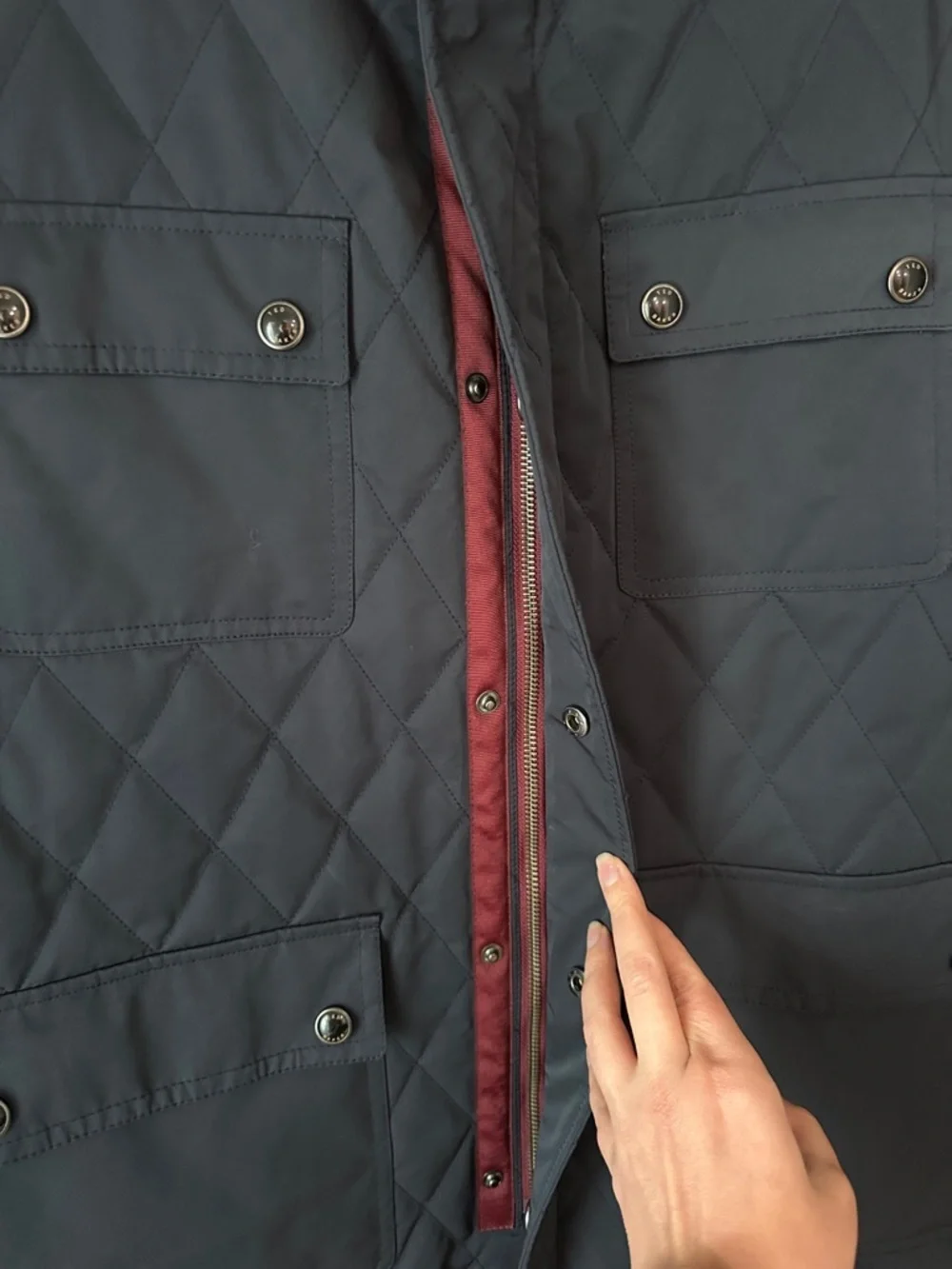 Ted Baker Men's Size 7 XL Quilted Blue Jacket - Lightweight Casual Coat, Nylon